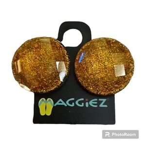 3/$20 VTG AGGIEZ Gold Glitter Faceted Acrylic Gem Sandal Buttons